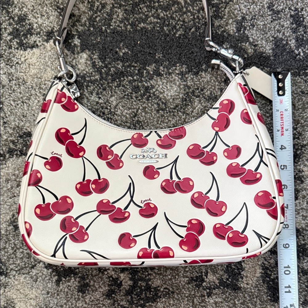 Coach Cherry Print Shoulder Bag in White and Red - Picture 3 of 6